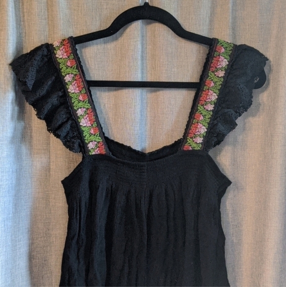 Urban Outfitters Marissa Floral Gauzy Lace Black Romper Women's Small S EUC Cute - Picture 6 of 11